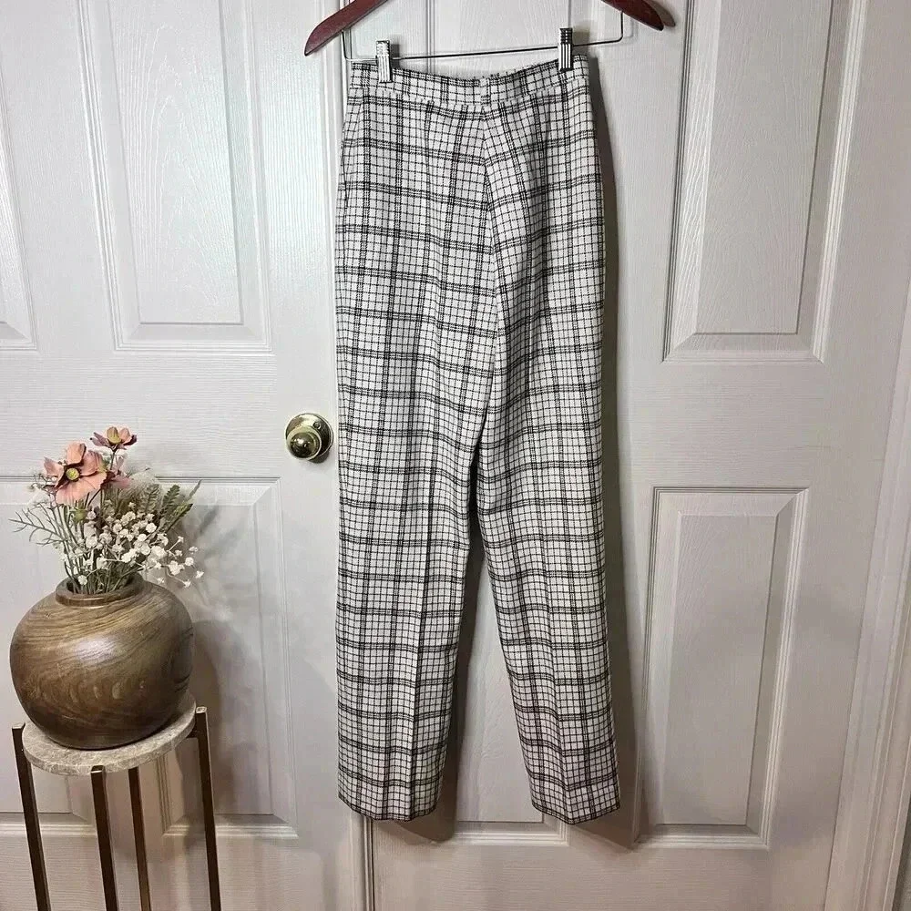 Patty Woodard Womens Vintage Wool Blend High Waist Plaid Pants Sz W 22 Old Money